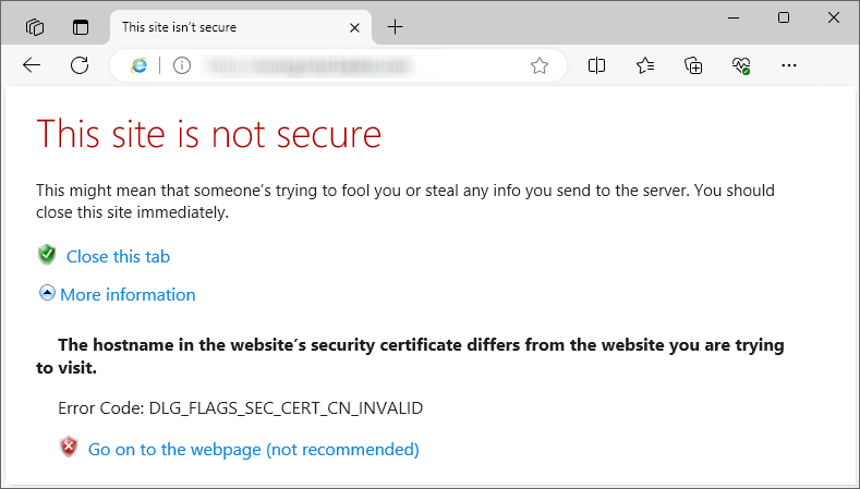 NET::ERR_CERT_COMMON_NAME_INVALID Error Internet Explorer Browser