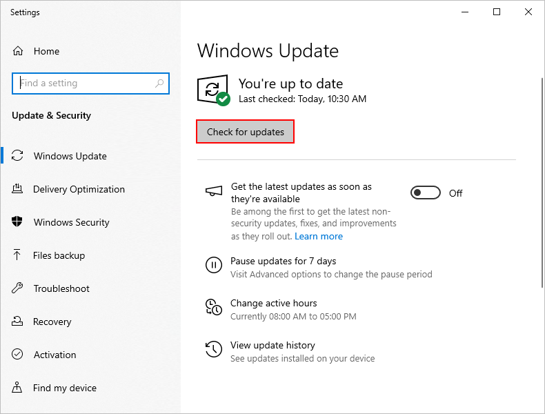 update operating system in Windows