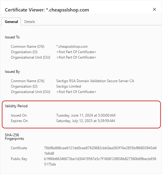  SSL certificate Expiry Date